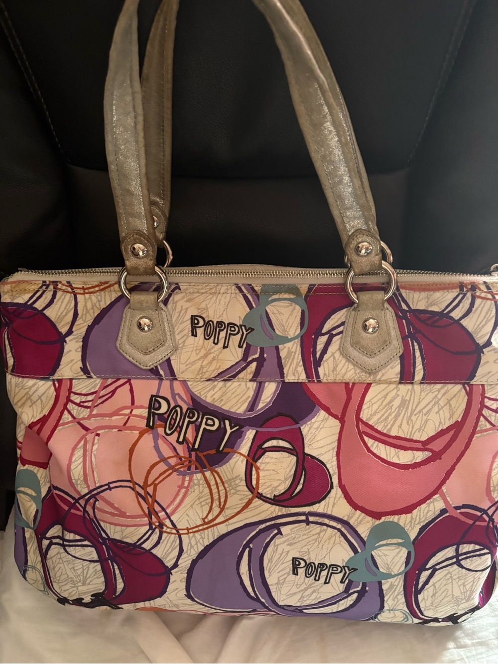 Coach Poppy Multicolor Graphic Tote in Purple, Pink & Cream - Picture 5 of 5